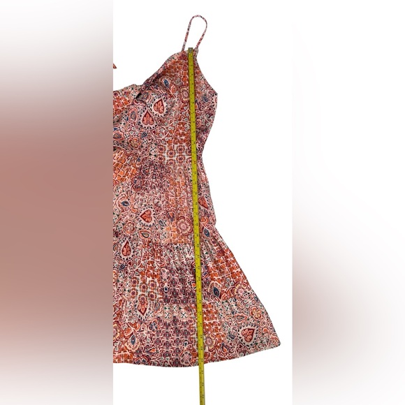 Angie NWT Boho Paisley Print Cut Out Mini Dress Cream/Orange Adjustable Straps M - Picture 10 of 10